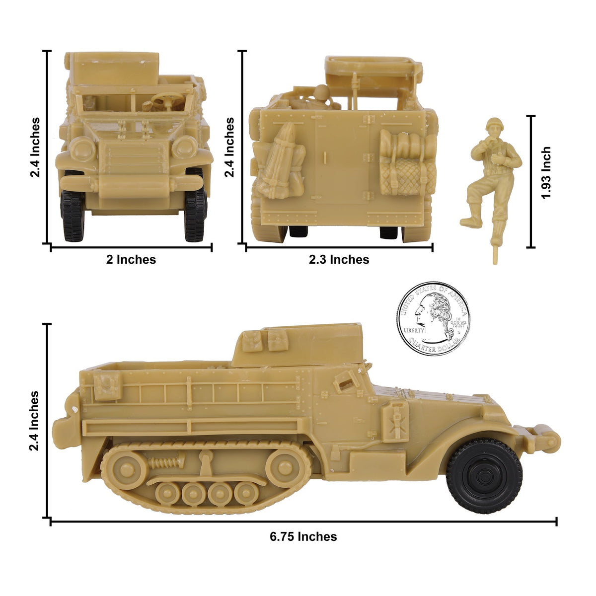 BMC CTS WW2 US M3 Halftrack Tan Plastic Army Men Armored Vehicle