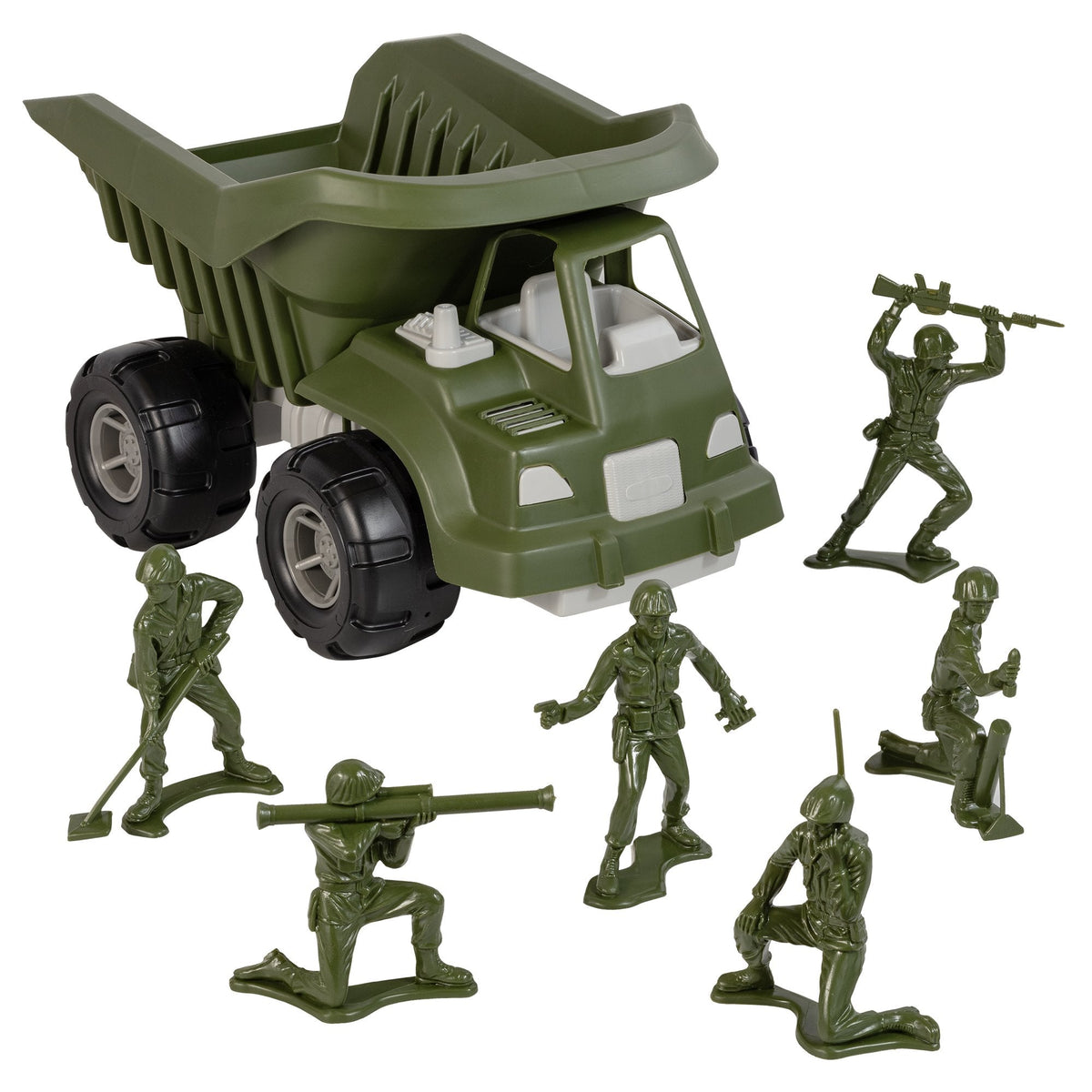TimMee Big Military Dump Truck with 6pc Jumbo Army Men Olive Green