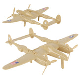 Tim Mee Toy WW2 P-38 Lightning Tan Color Plastic Fighter Planes Vignette