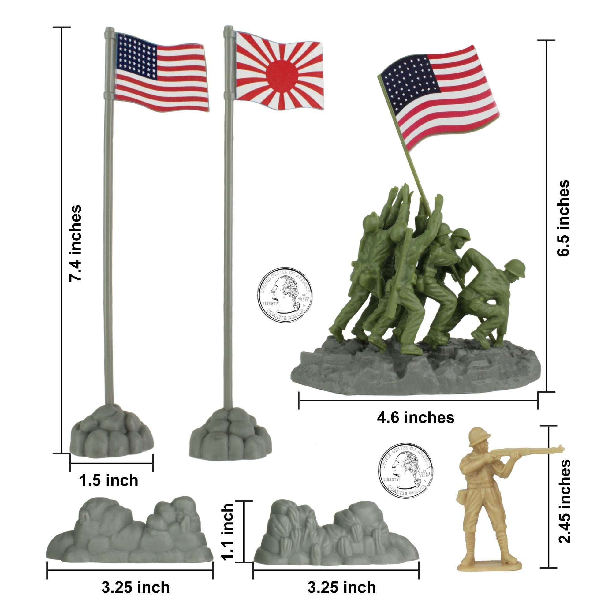 BMC WW2 Iwo Jima Plastic Army Men - Island Tanks Soldiers 72pc