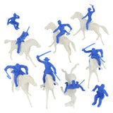 BMC Toys Classic Marx American Civil War Blue color Cavalry Riders and Soft-White color Horses 16pc Vignette