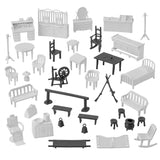 BMC Toys Classic Marx Traditional Antique Doll House and Playset Furniture Soft-White and Coal-Black Colors Vignette