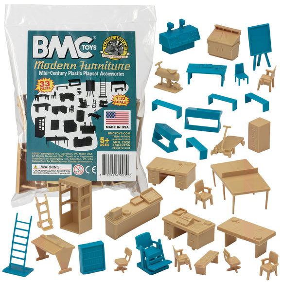 BMC Toys Classic Marx Furniture Modern Tan & Teal-Blue Colors Main Image