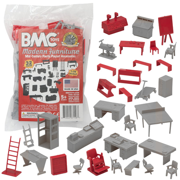 BMC Toys Classic Marx Furniture Modern Gray and Red Colors Main Image