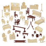 BMC Toys Classic Marx Traditional Antique Doll House and Playset Furniture Cream-White and Rust-Brown Colors Vignette