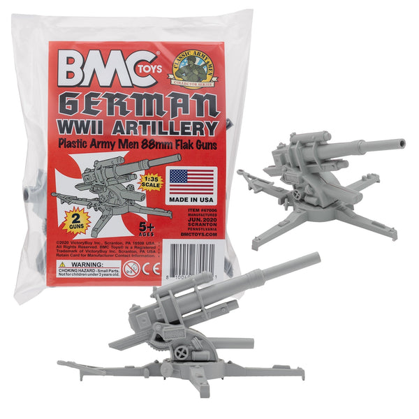 BMC Classic WW2 German 88mm Artillery Gray PLASTIC ARMY Men