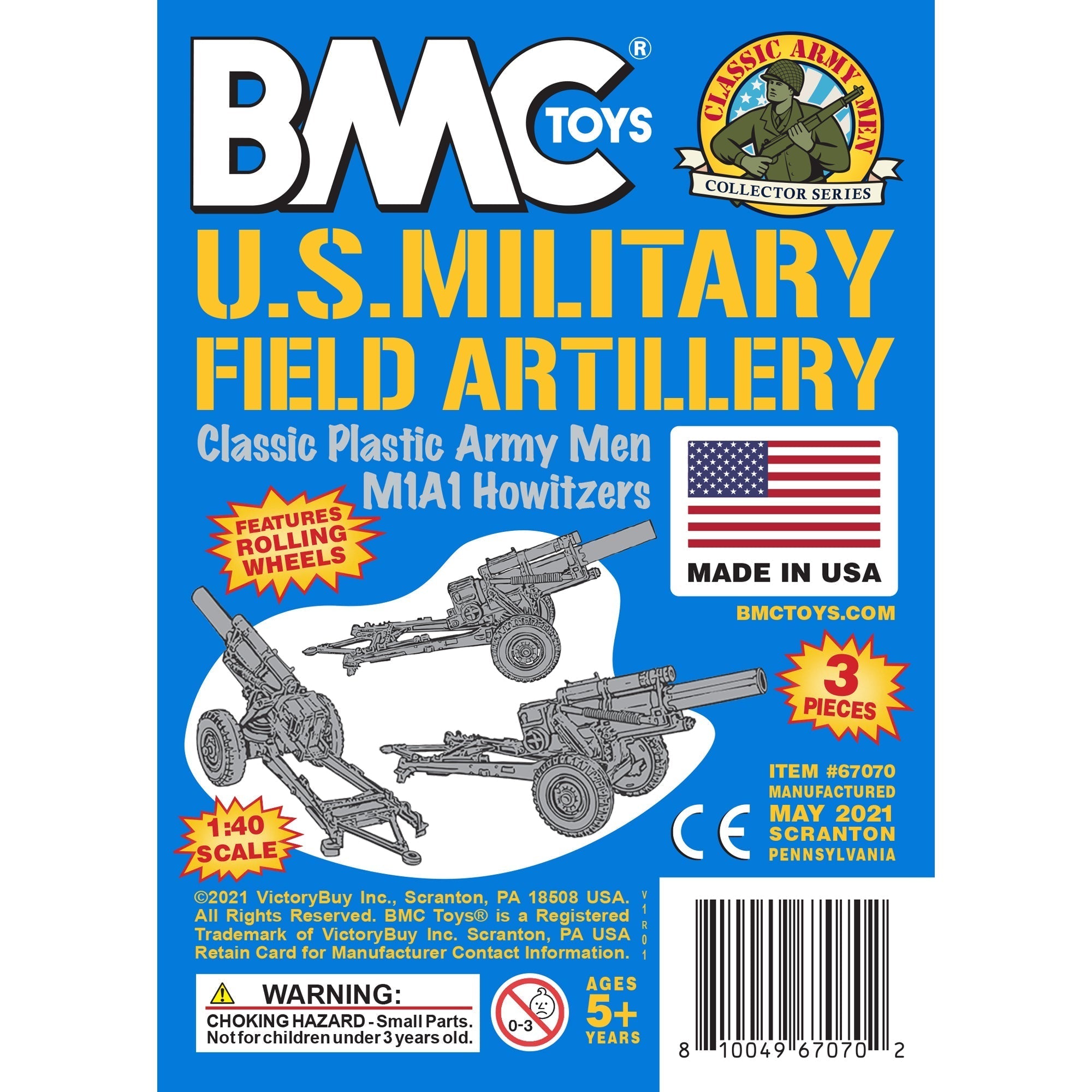 BMC Classic Marx Military HOWITZERS Blue Plastic Army Men