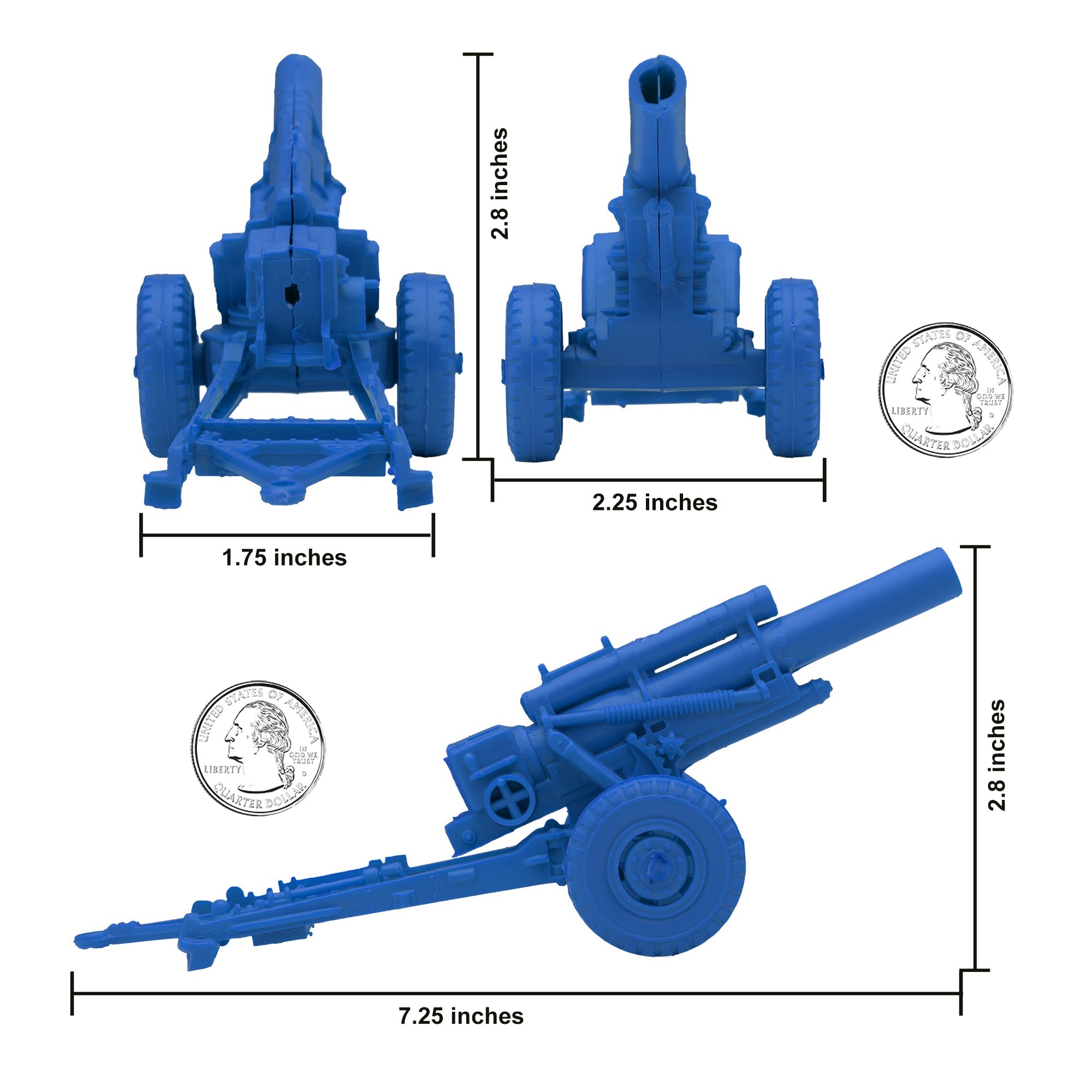 BMC Classic Marx Military HOWITZERS Blue Plastic Army Men