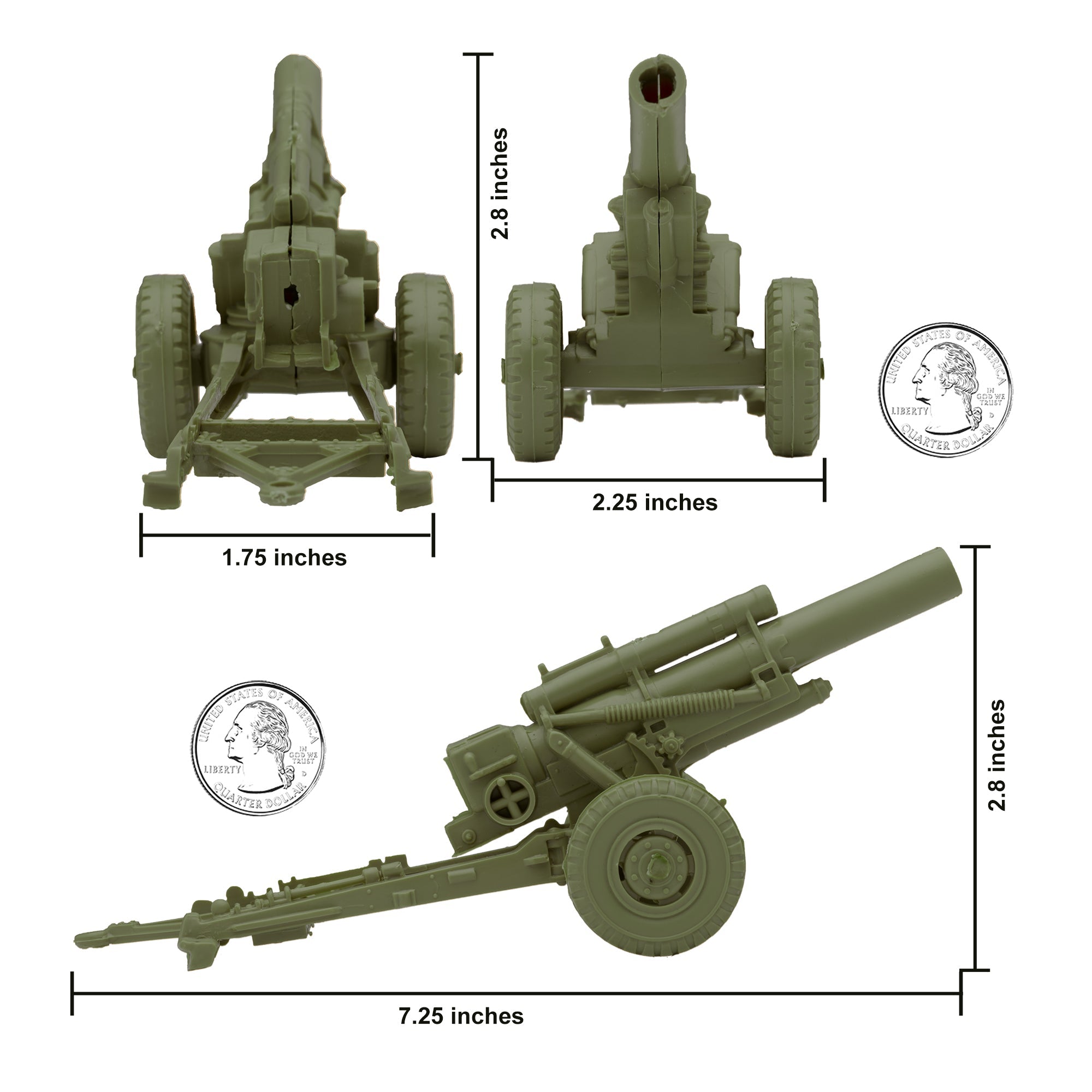 BMC Classic Marx Military HOWITZERS Green Plastic Army Men