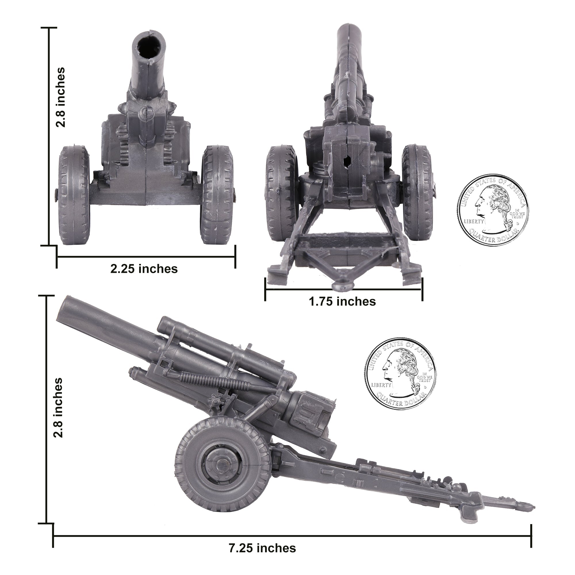 BMC Classic Marx Military HOWITZERS Silver-Gray Plastic Army Men