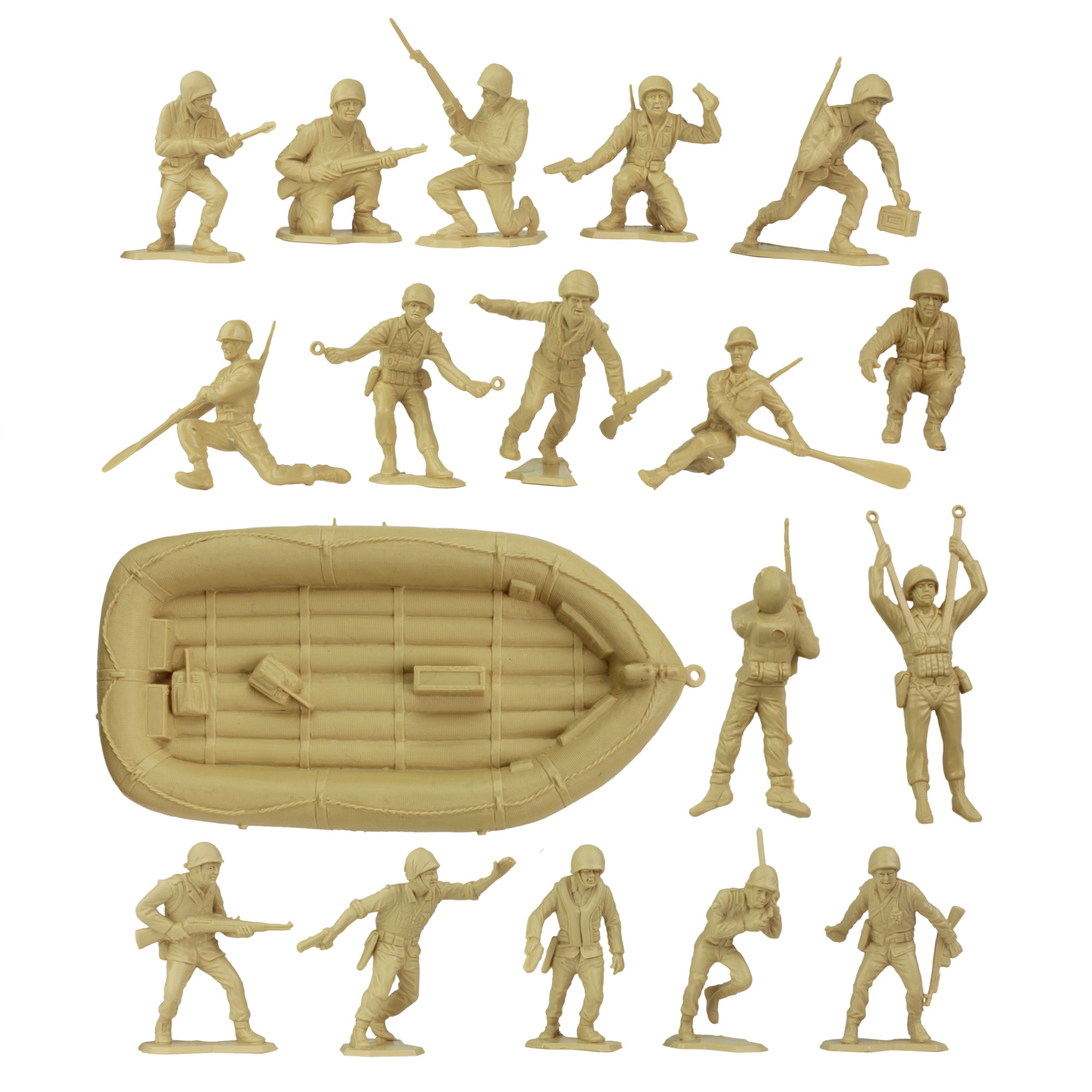 BMC Marx Plastic Army Men US Soldiers Tan WW2 Figures Made in USA