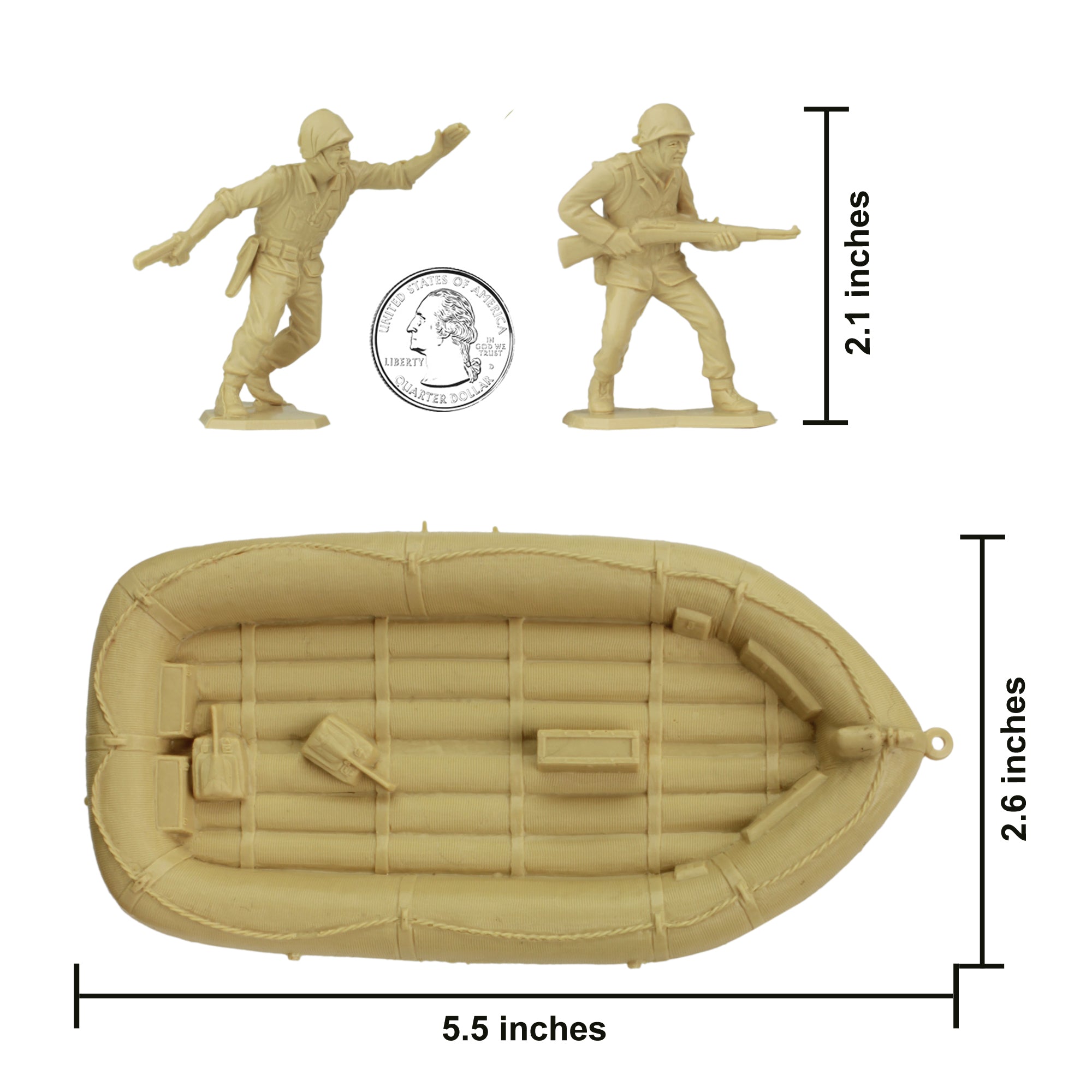 BMC Marx Plastic Army Men US Soldiers Tan WW2 Figures Made in USA