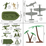 BMC Classic Army Men WW2 Pacific Theater Battle 134 Piece Playset Figure Plane Accessory and Tree Scales