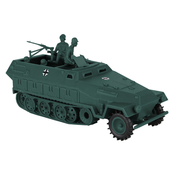 BMC Toys Classic Toy Soldiers WW2 German Halftrack Hanomag Vehicle Forest-Green Color Vignette