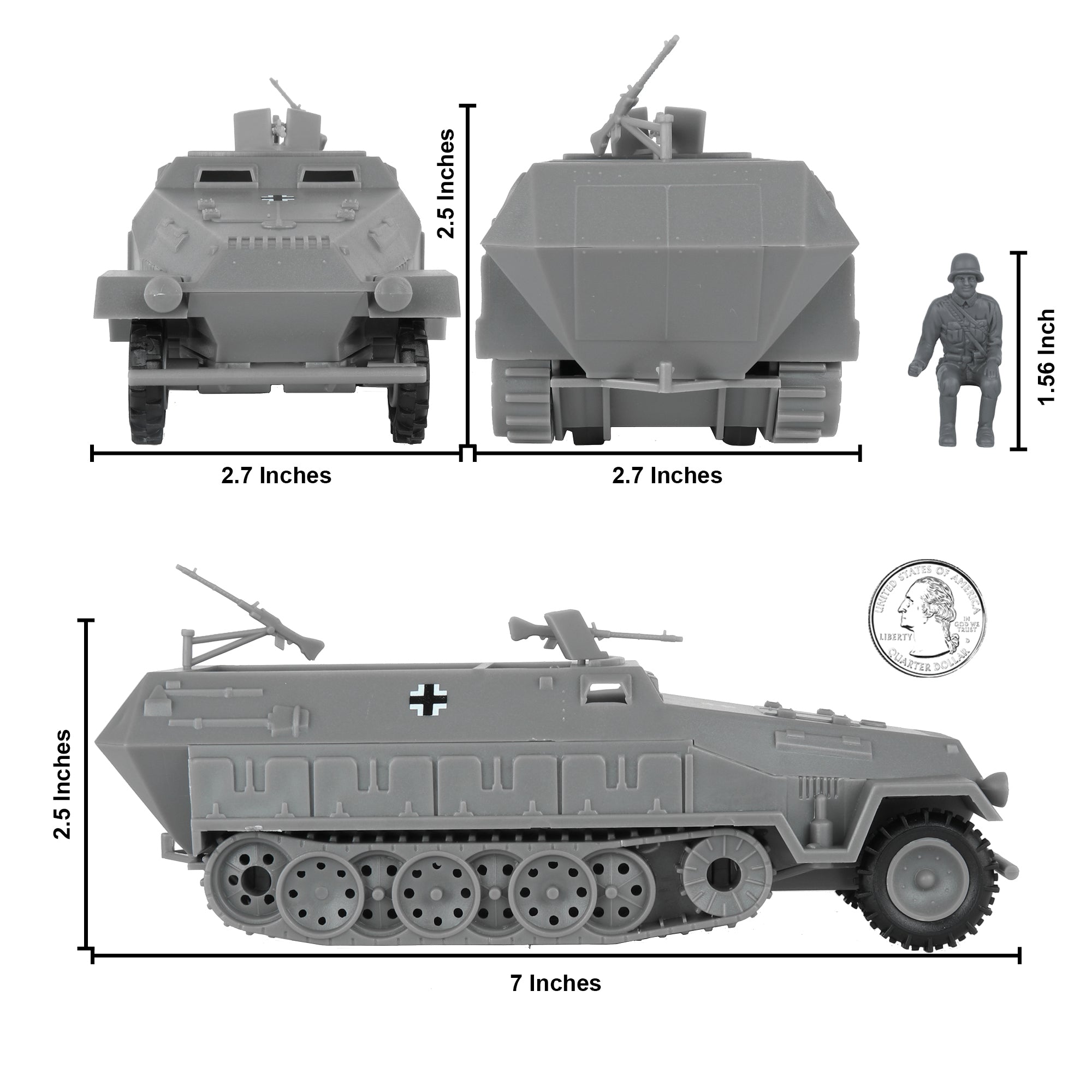 BMC CTS WW2 German Hanomag Halftrack 5pc Gray Plastic Armored