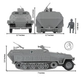BMC Toys Classic Toy Soldiers WW2 German Halftrack Hanomag Vehicle Gray Color Scale