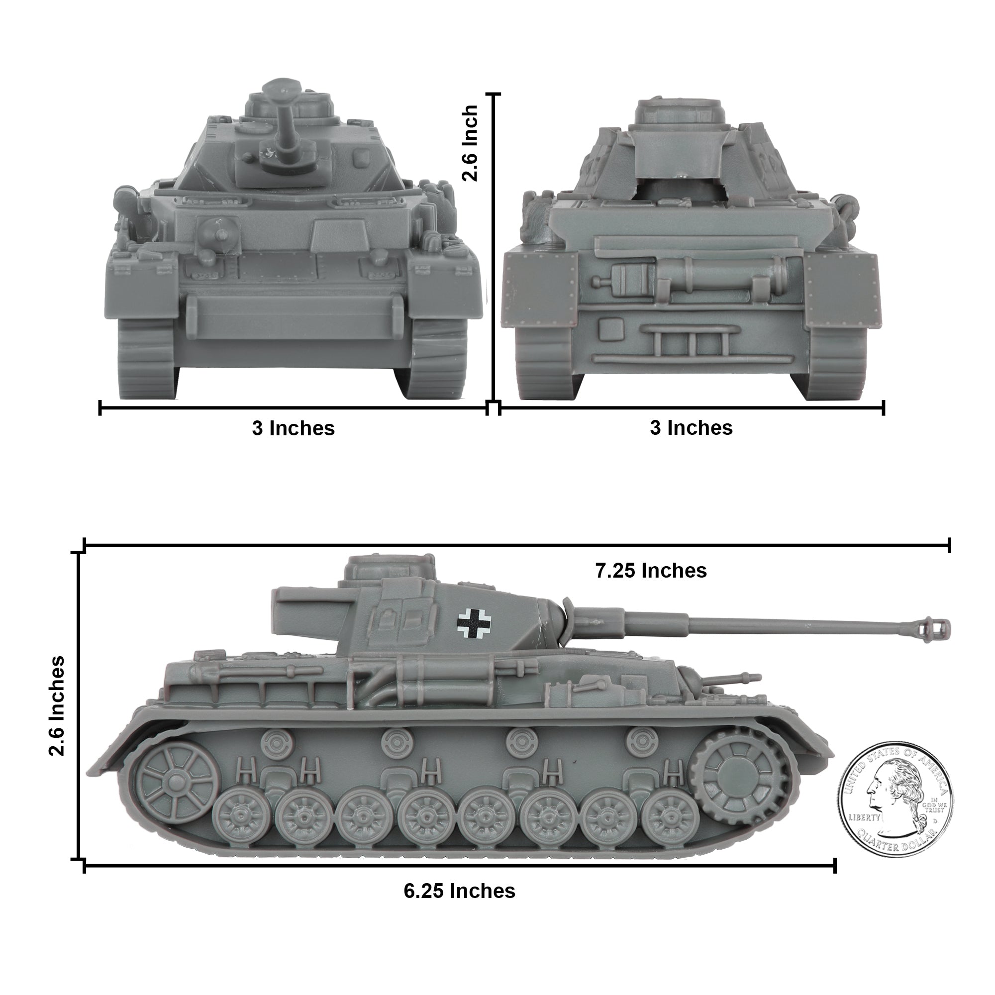 BMC CTS WW2 German Panzer IV Tank - Gray 1:38 Plastic Army Men