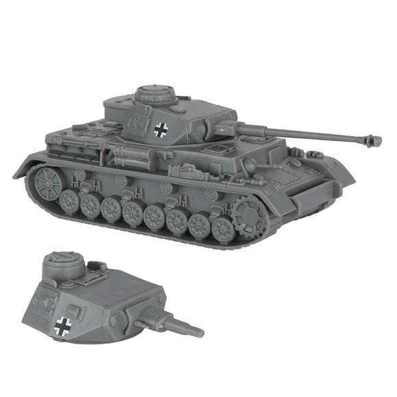 BMC Toys Classic Toy Soldiers WW2 Tank German Panzer Tank Gray Color Long Barrel Vignette