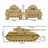 BMC Toys Classic Toy Soldiers WW2 Tank German Panzer Tank Tan Scale