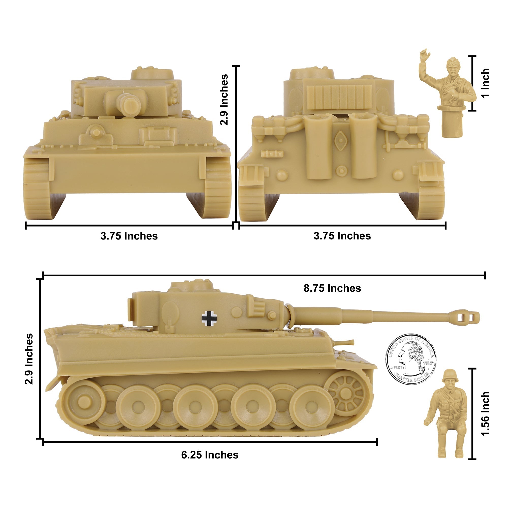 BMC CTS WW2 German Tiger I Tank Tan Plastic Army Military Vehicle