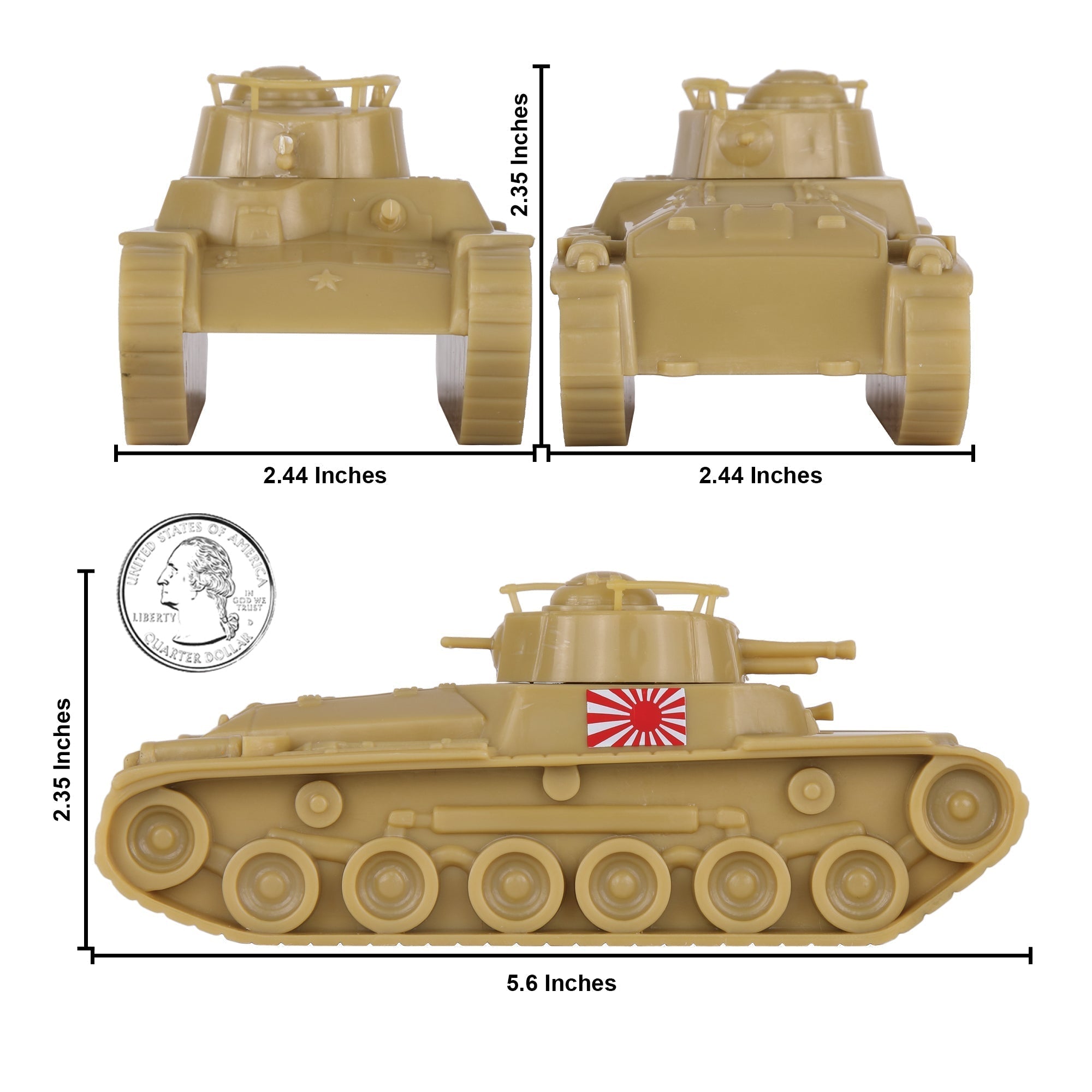 BMC CTS WW2 Japanese Chi-Ha Tanks Tan 1:38 Plastic Army Men