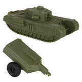 BMC Toys Classic Toy Soldiers WW2 Tank Uk Churchill Crocodile Tank OD Green Front View