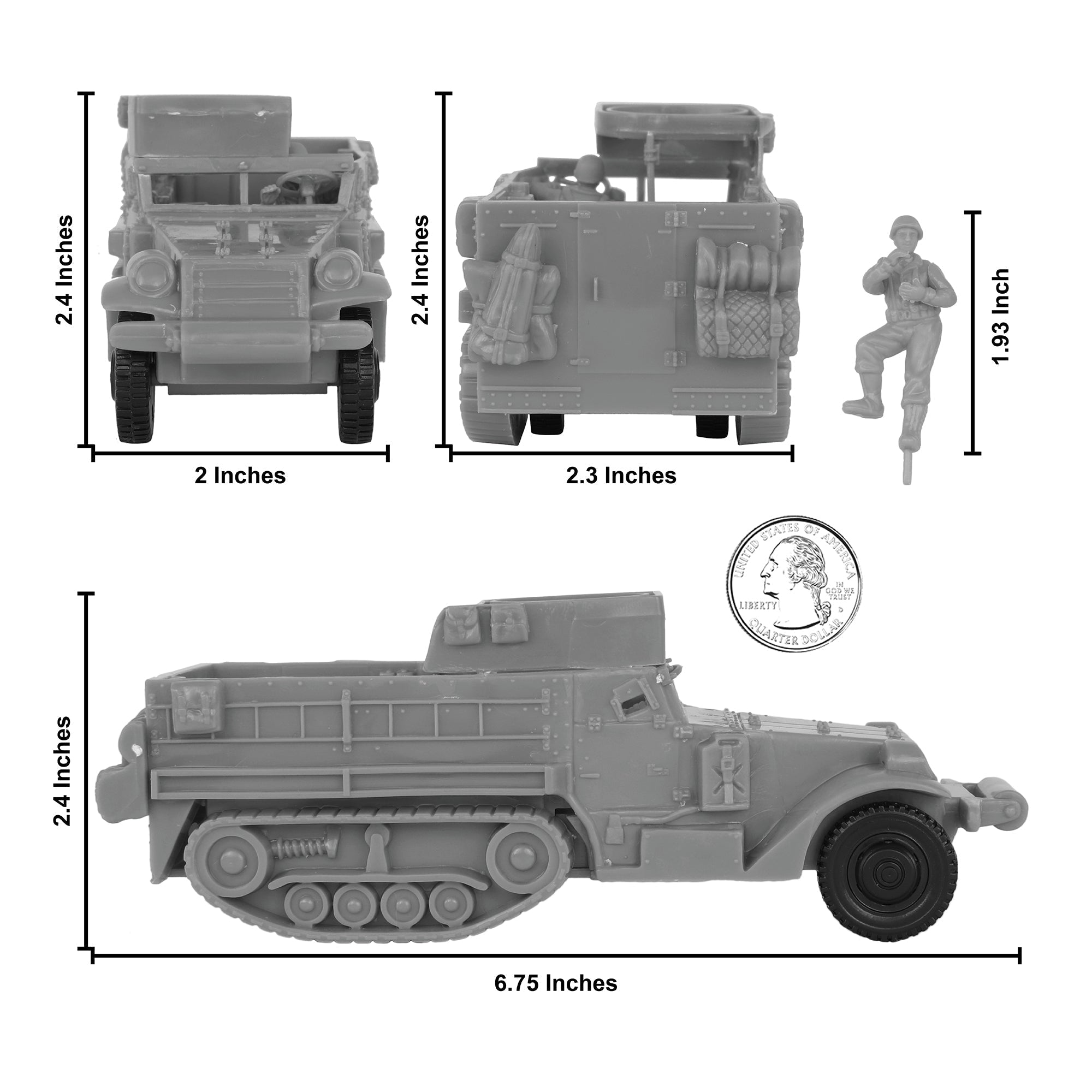 BMC CTS WW2 US M3 Halftrack Gray Plastic Army Men Armored Vehicle