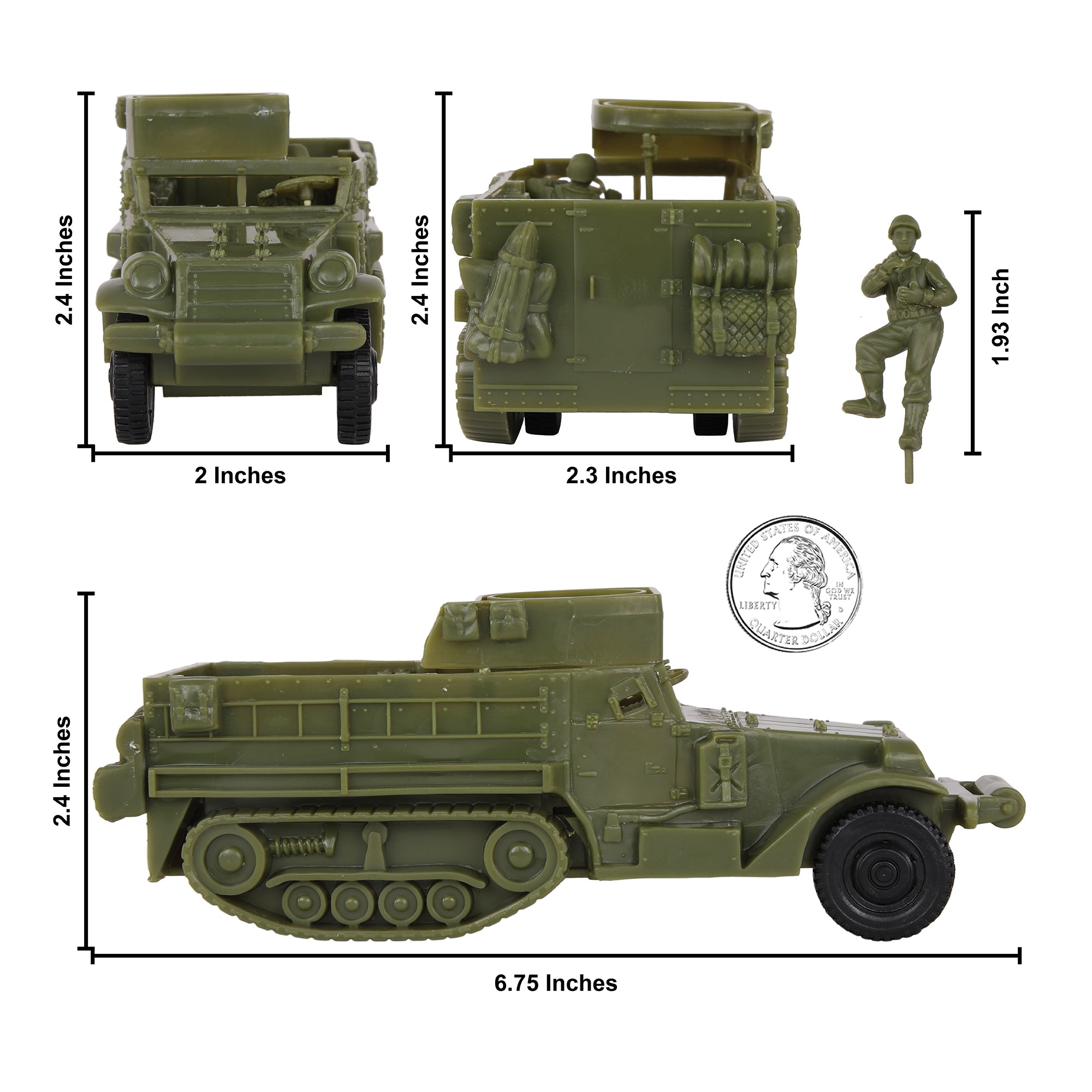 BMC CTS WW2 US M3 Halftrack OD Green Plastic Army Men Armored