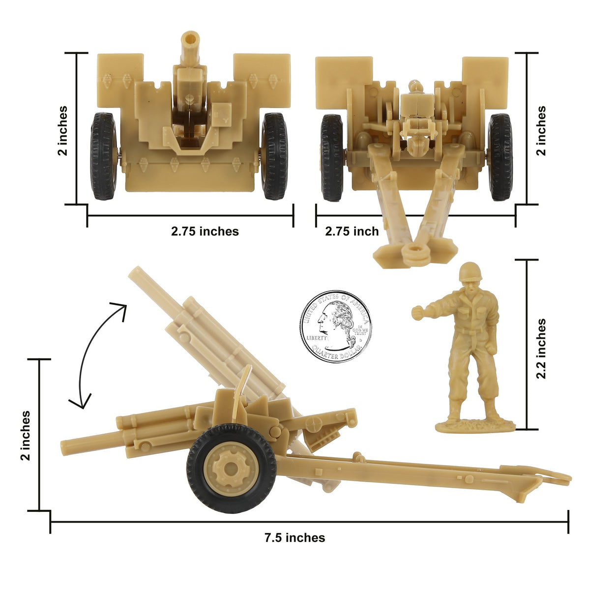 BMC CTS WW2 US Howitzer Artillery Tan Plastic Army Men Playset – VictoryBuy