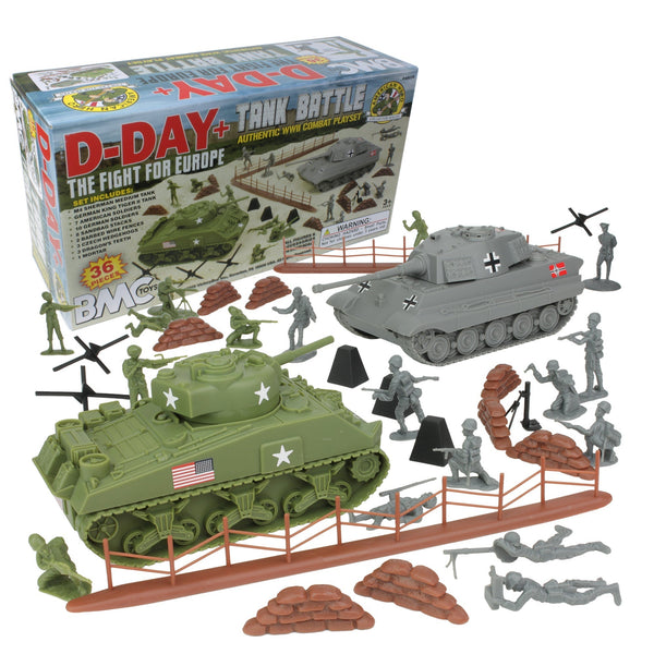 BMC WW2 D-Day Tank Battle - 36pc Plastic Army Men Playset – VictoryBuy