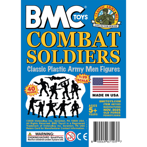 BMC Toys Lido Plastic Army Men Blue Color Classic Soldier Figures Insert Art