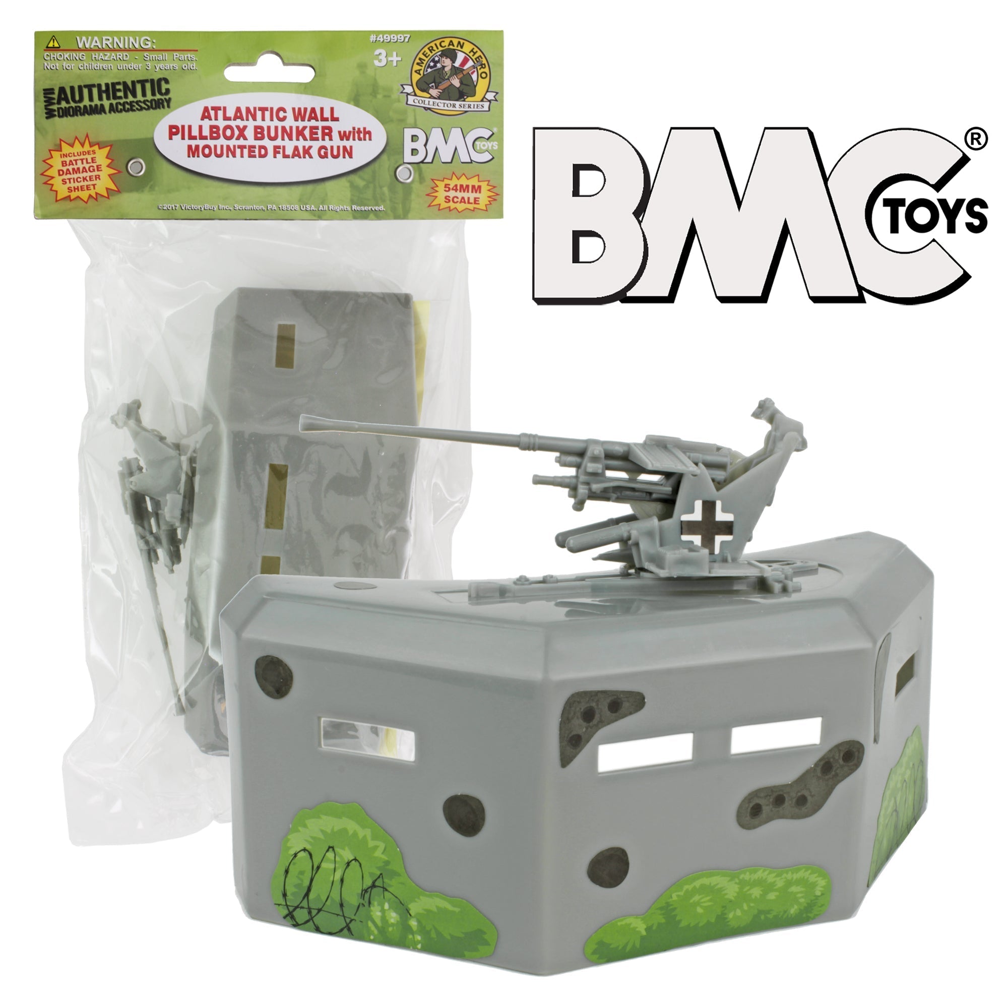 BMC WW2 Pillbox Bunker Defense with Gun 132 Scale for 54mm Army