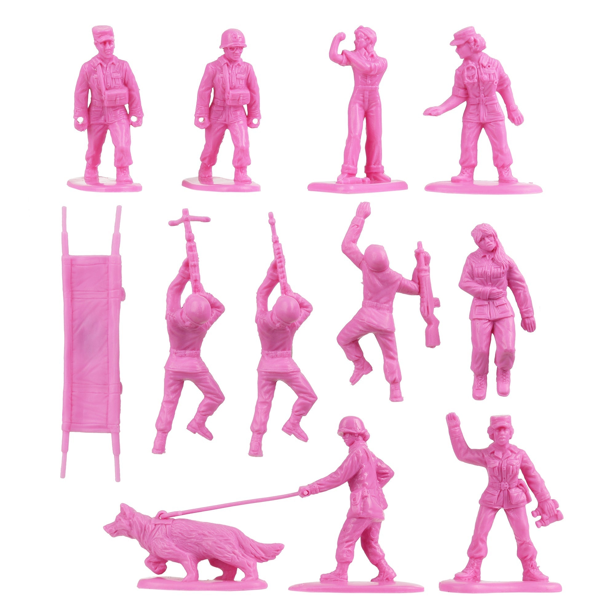 BMC PLASTIC ARMY WOMEN - Pink 36pc Female Soldier Figures - Made