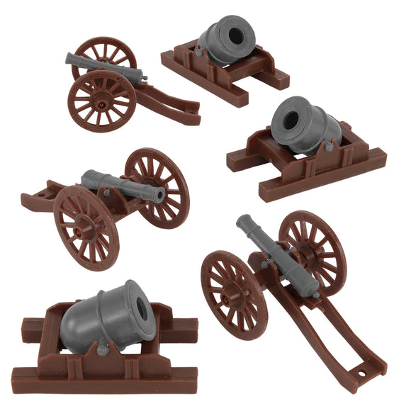 BMC Toys American Revolutionary War Cannon and Mortar Accessories Brown and Charcoal-Gray Color 6pc Main Image