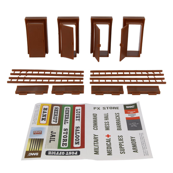 BMC WW2 Blockhouse Bunker Doors Signs Ladders Brown Plastic Army Men Playset Accessories Vignette