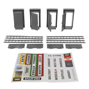 BMC WW2 Blockhouse Bunker Doors Signs Ladders Gray Plastic Army Men Playset Accessories Vignette