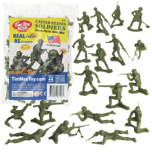 TimMee PLASTIC ARMY Men OD Green 48pc Toy Soldier Figures Made in