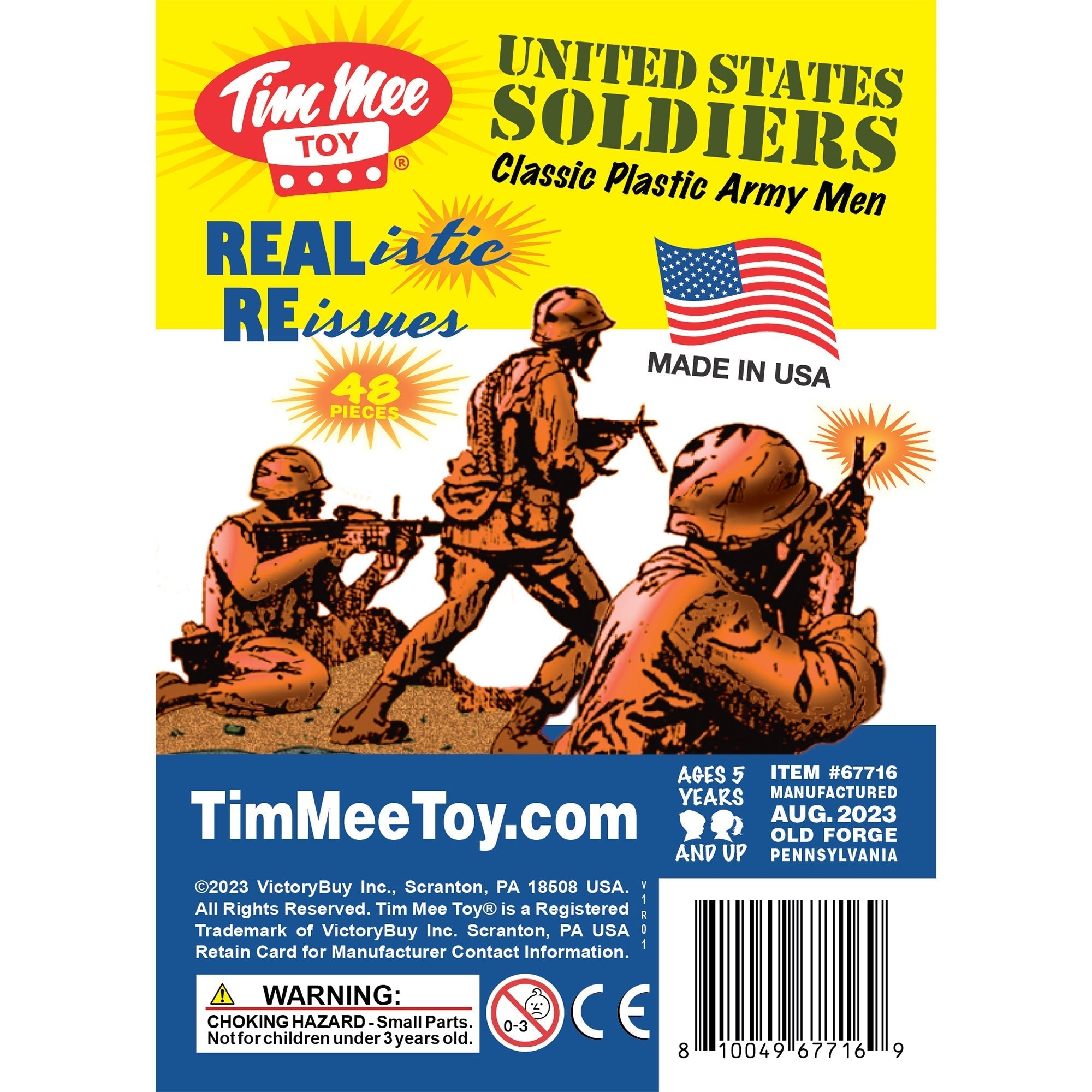 TimMee PLASTIC ARMY Men Orange 48pc Toy Soldier Figures Made in
