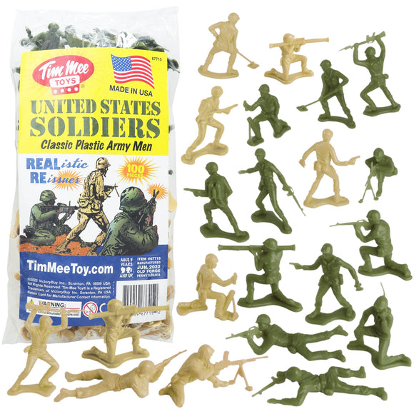  Tim Mee Toy Plastic Army Men Tan vs OD Green 100 Piece Main