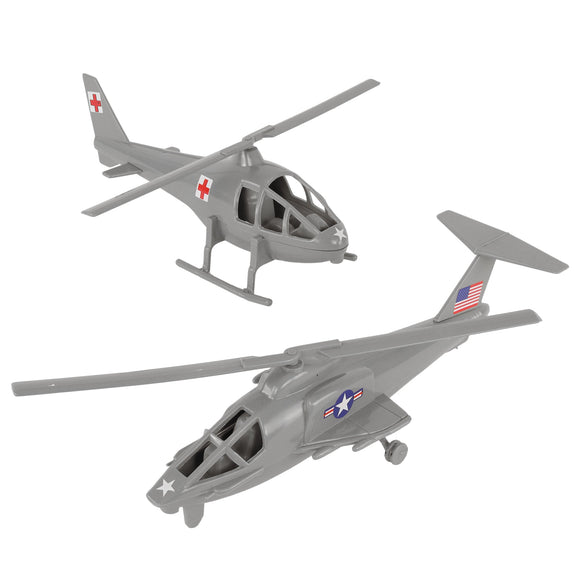 Tim Mee Toy Air Support Attack & Transport Helicopters Gray Color Vignette