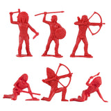 Tim Mee Toy Western Plains Indian Native American Red Plastic Toy Figures Close Up View