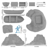 Tim Mee Toy Pirates of Treasure Island Powder Blue and Gray 28pc Playset Scale