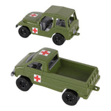 Tim Mee Toy Battle Transport Light Trucks OD Green Color Medical Back View