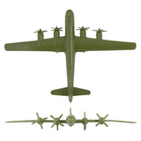 Tim Mee Toy WW2 B-29 Superfortress Bomber Plane OD Green Color Plastic Army Men Aircraft Top and Front Views