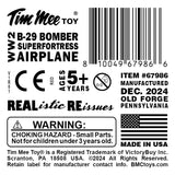 Tim Mee Toy WW2 B-29 Superfortress Bomber Plane Red Color Plastic Army Men Aircraft Label Art