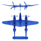 Tim Mee Toy WW2 P-38 Lightning Blue Color Plastic Fighter Planes Front & Bottom Views