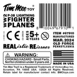 Tim Mee Toy WW2 P-38 Lightning OD Green Color Plastic Fighter Planes Label Art
