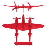Tim Mee Toy WW2 P-38 Lightning Red Color Plastic Fighter Planes Front & Bottom Views