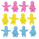 BMC Toys Classic Plastic Powder-Blue Yellow and Pink Baby Figures Close Up