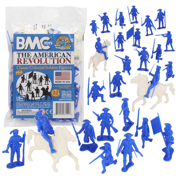 BMC Toys Classic MPC American Revoutionary War Colonial Blue Soldier Figures Main Image